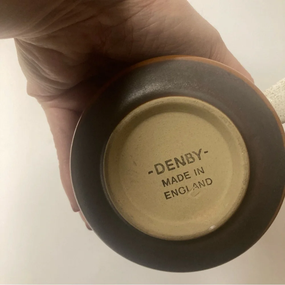 Rare Vintage 70s Denby Langley Creamer Potter’s Wheel Rust Red Oatmeal Interior